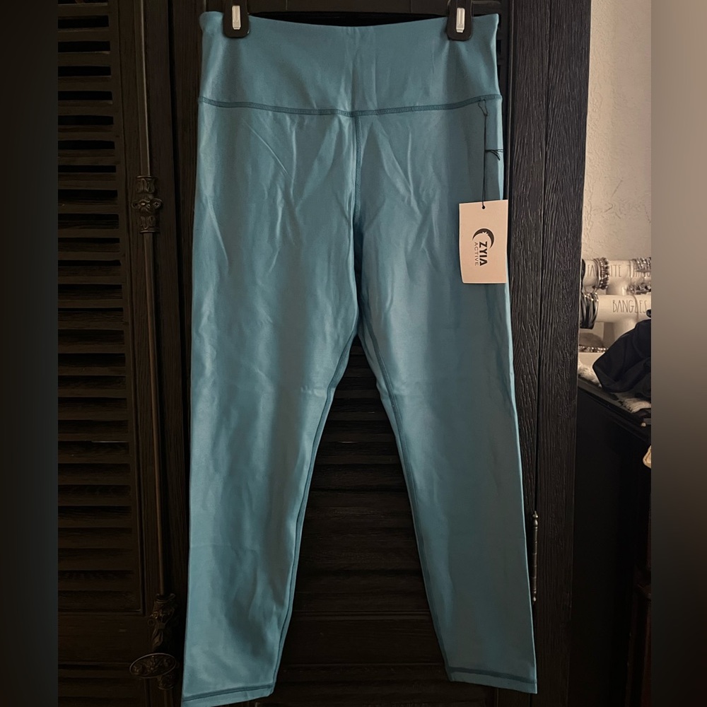 ZYIA Women’s Metallic Ocean Blue Leggings